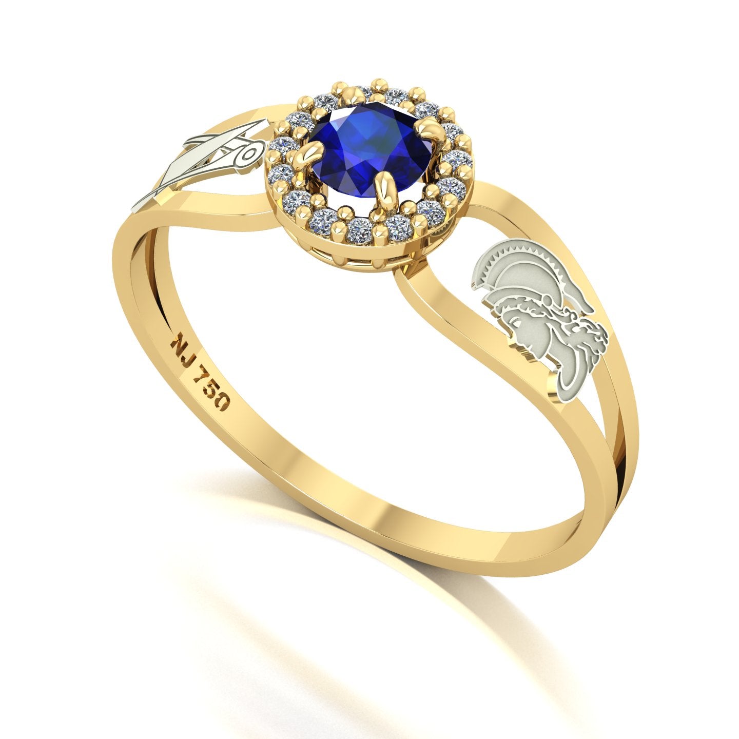 Anel de Formatura de Engenharia de Produção Shiny Ouro 18k
