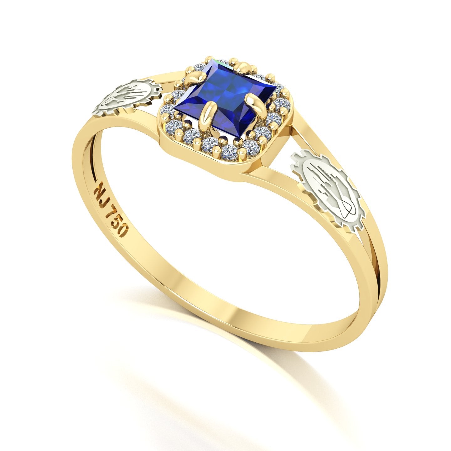 Anel de Formatura de Engenharia Química Small Square Ouro 18k