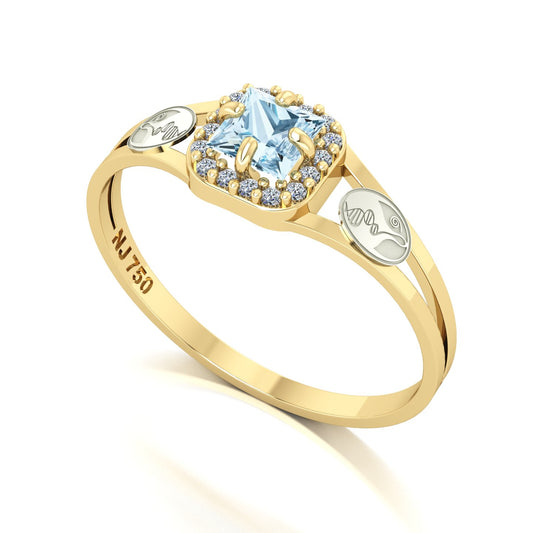 Anel de Formatura de Biologia Small Square Ouro 18k