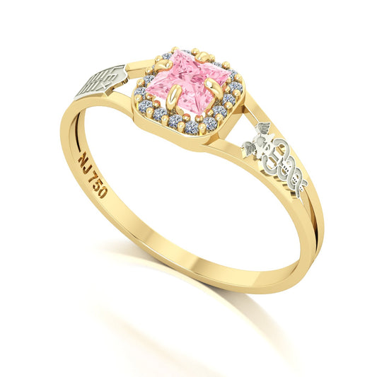 Anel de Formatura de Ciências Contábeis Small Square Ouro 18k