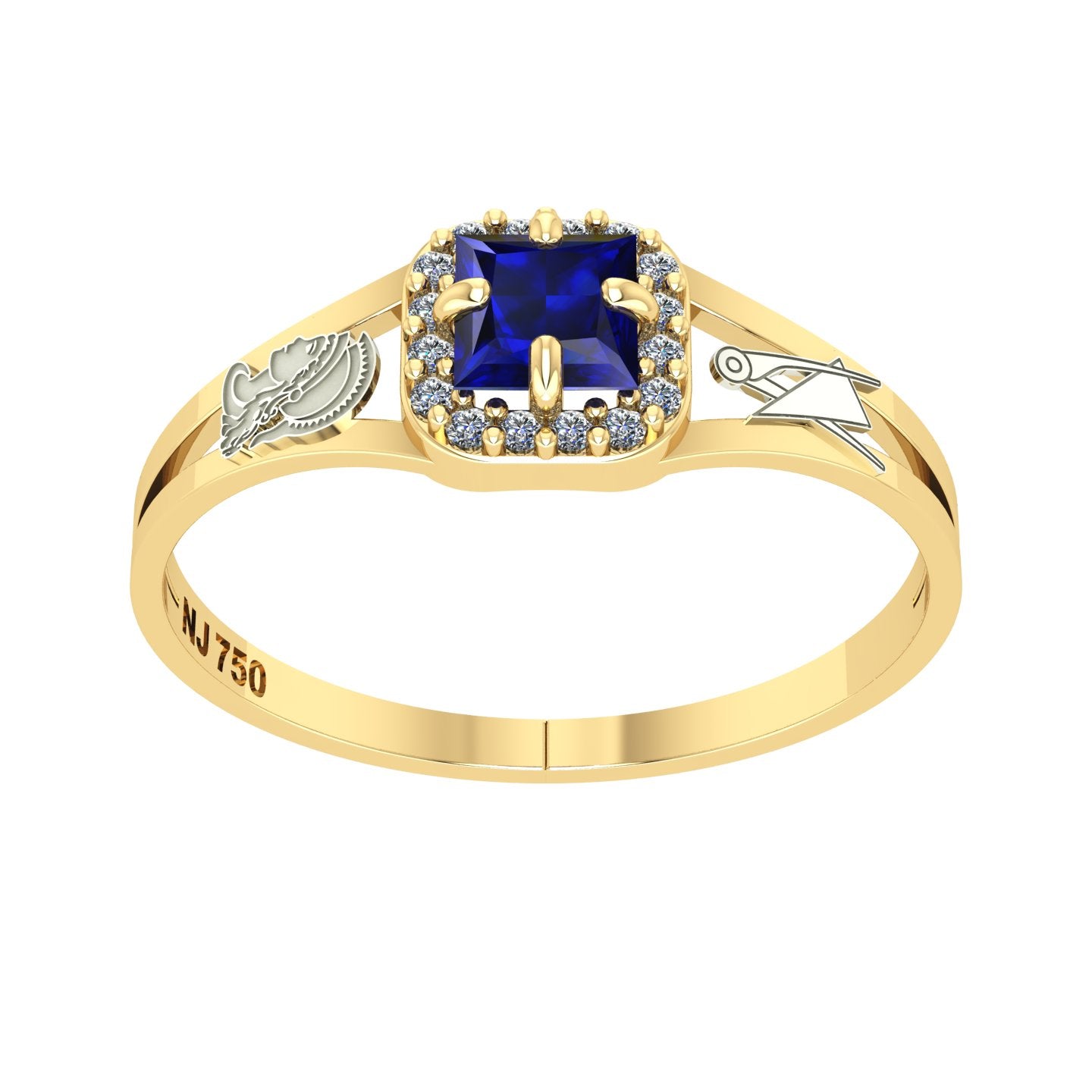 Anel de Formatura de Engenharia de Produção Small Square Ouro 18k