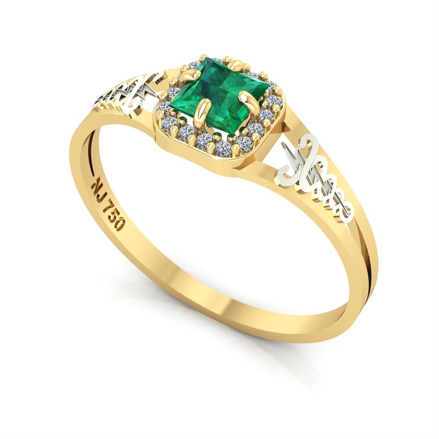 Anel de Formatura de Fisioterapia Small Square Ouro 18k