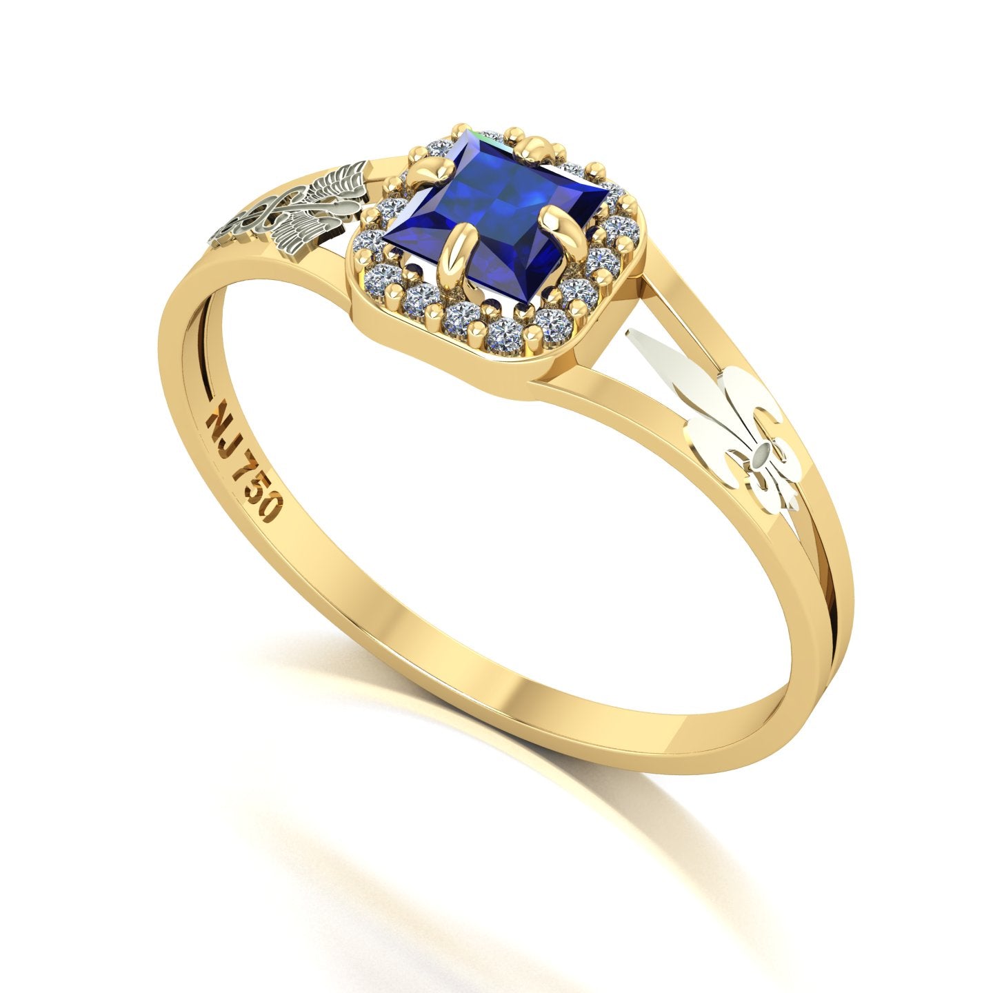 Anel de Formatura de Pedagogia Small Square Ouro 18k