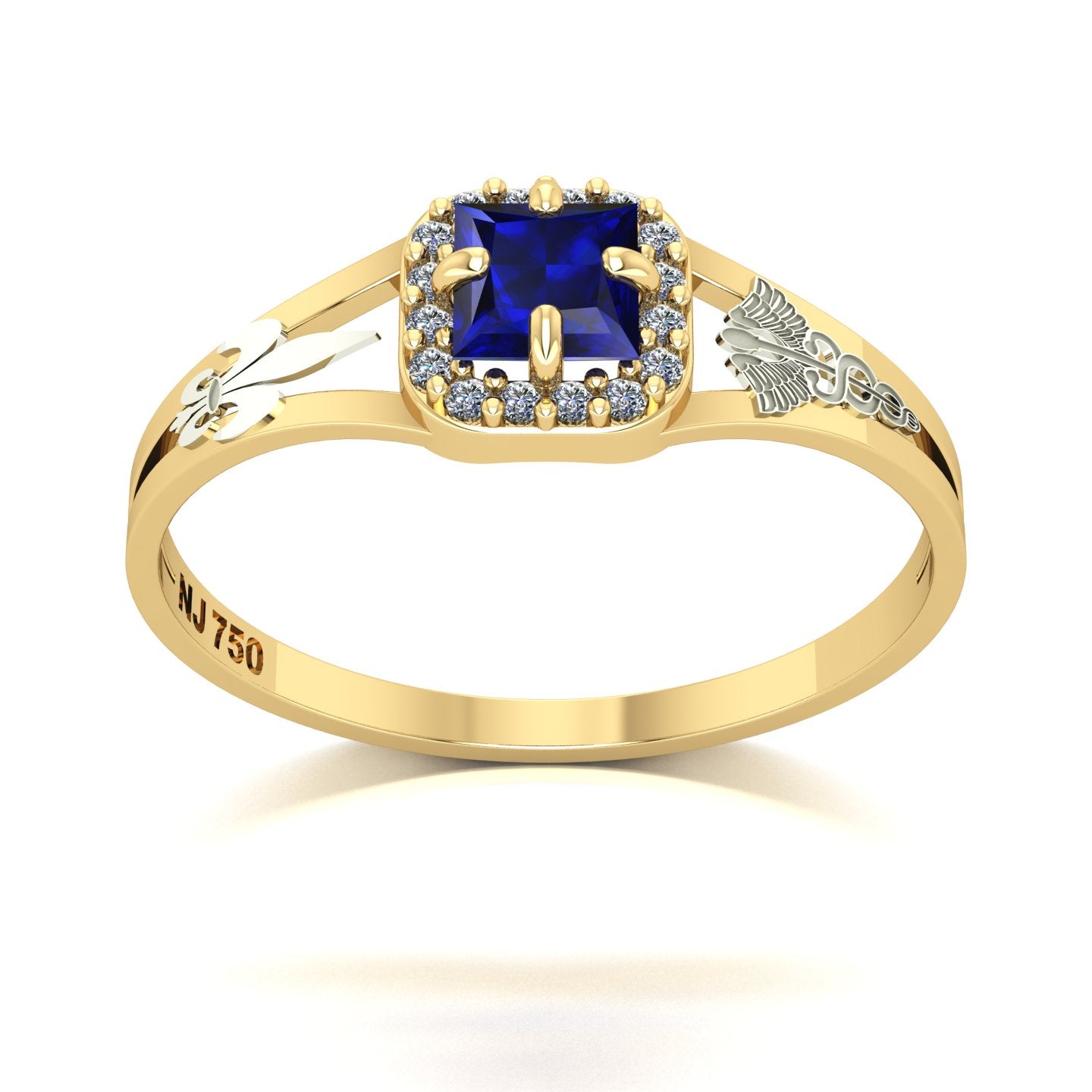 Anel de Formatura de Pedagogia Small Square Ouro 18k