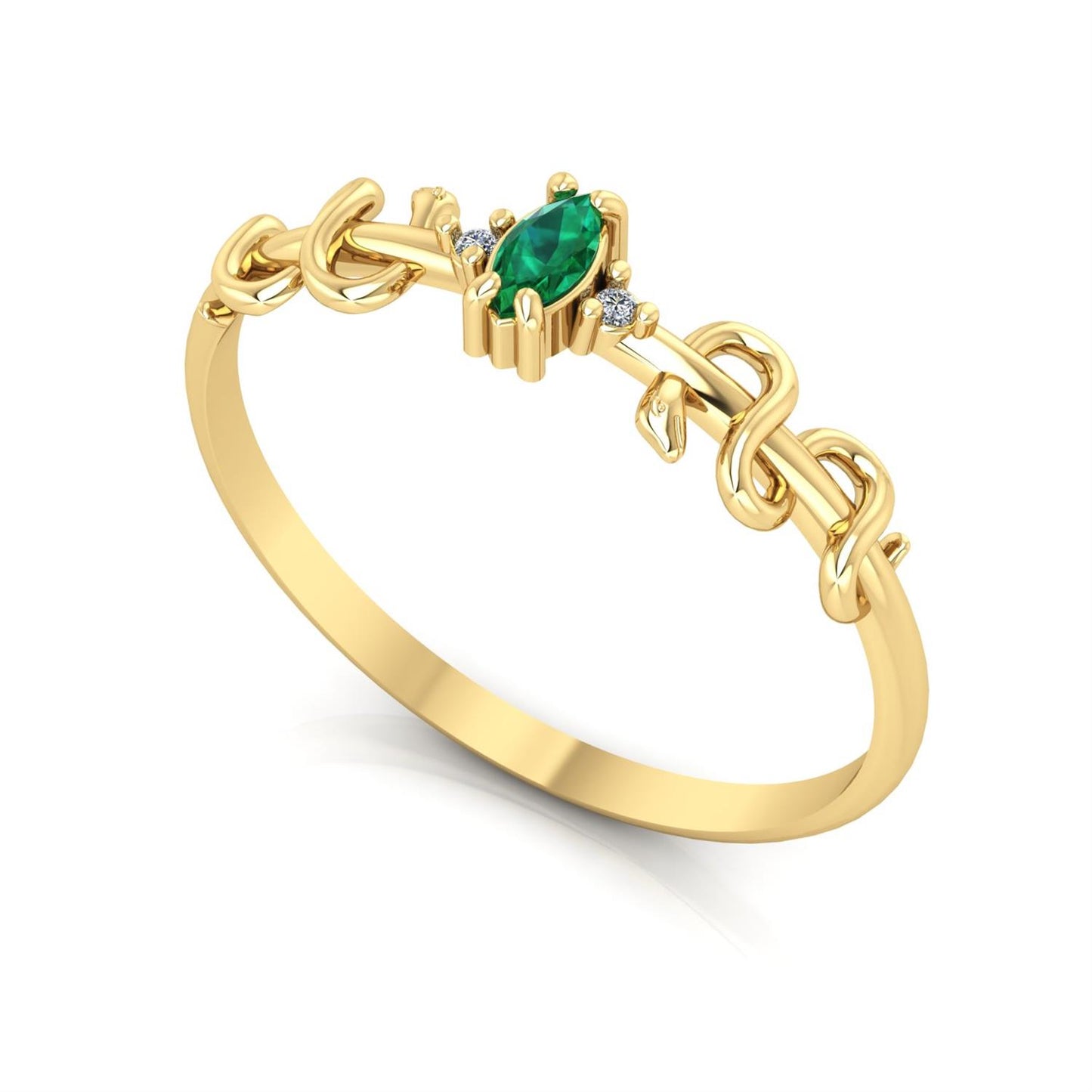 Anel de Formatura de Medicina Snakes Ouro 18k