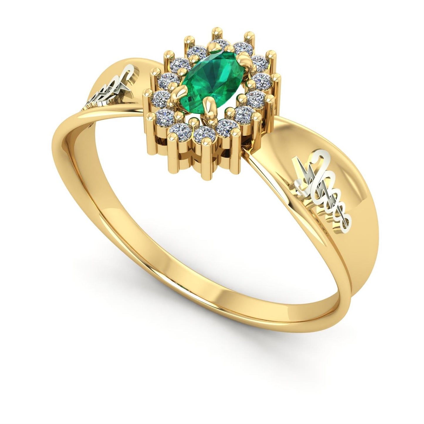 Anel de Formatura de Fisioterapia Sovereign Ouro 18k