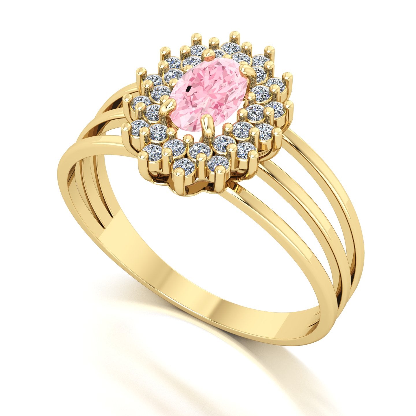 Anel Bright Turmalina Rosa e Diamantes Ouro 18k