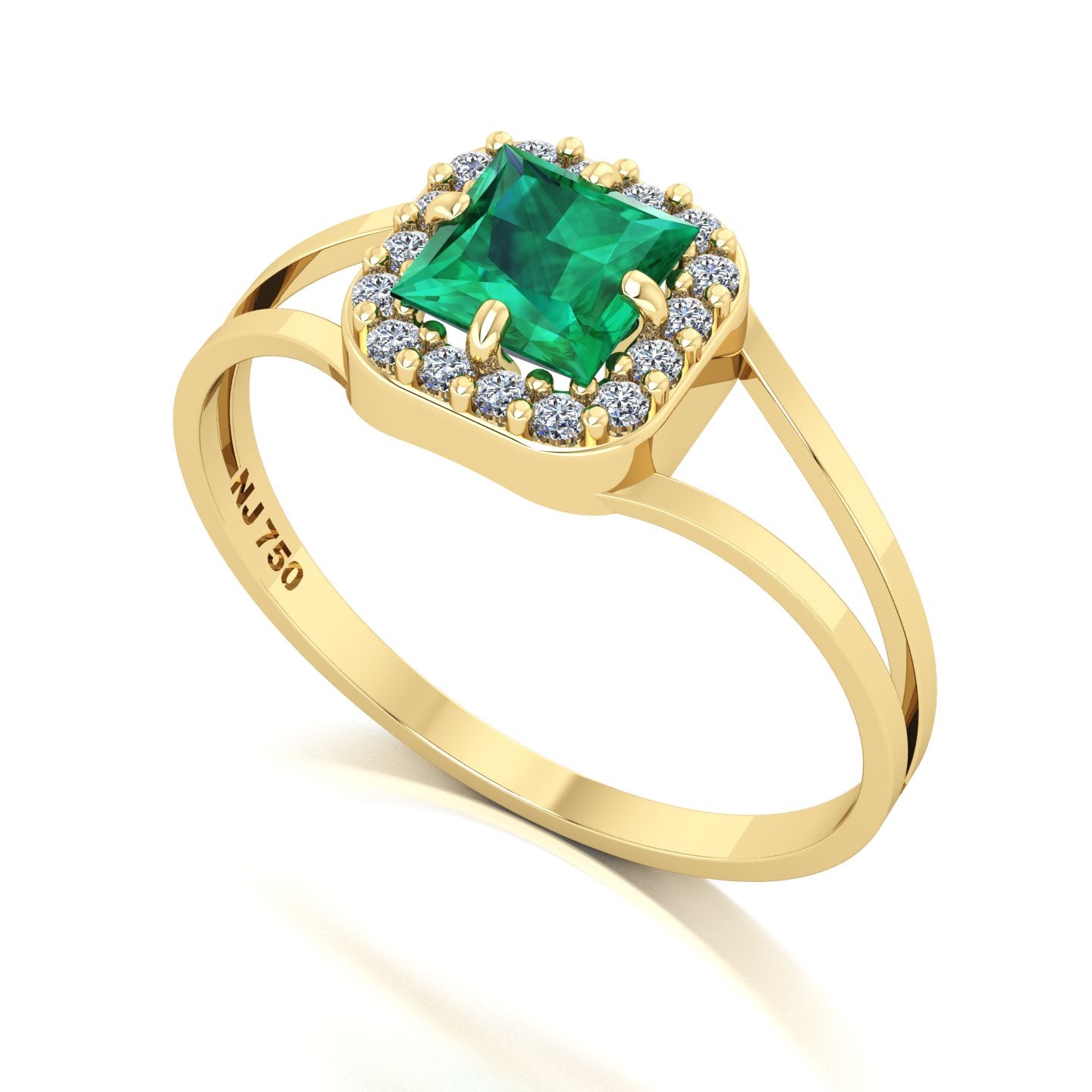 Anel Big Square Esmeralda Ouro 18k