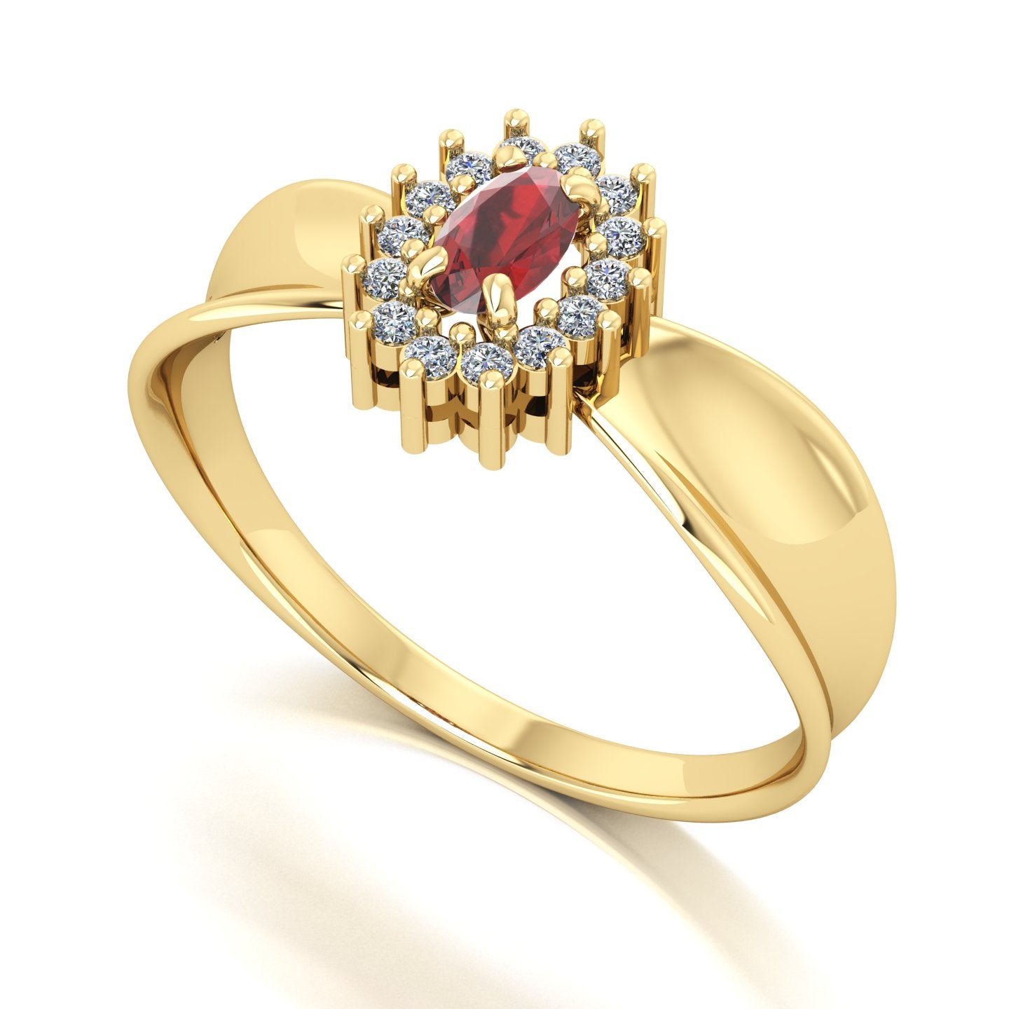 Anel Sovereign Granada e Diamantes Ouro 18k