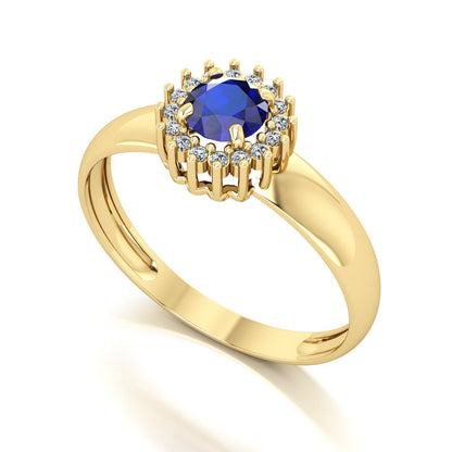 Anel Majestic Safira e Diamantes Naturais Ouro 18k
