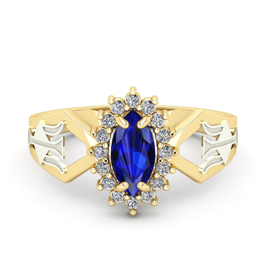 Anel de Formatura de Recursos Humanos Lovely V Ouro 18k