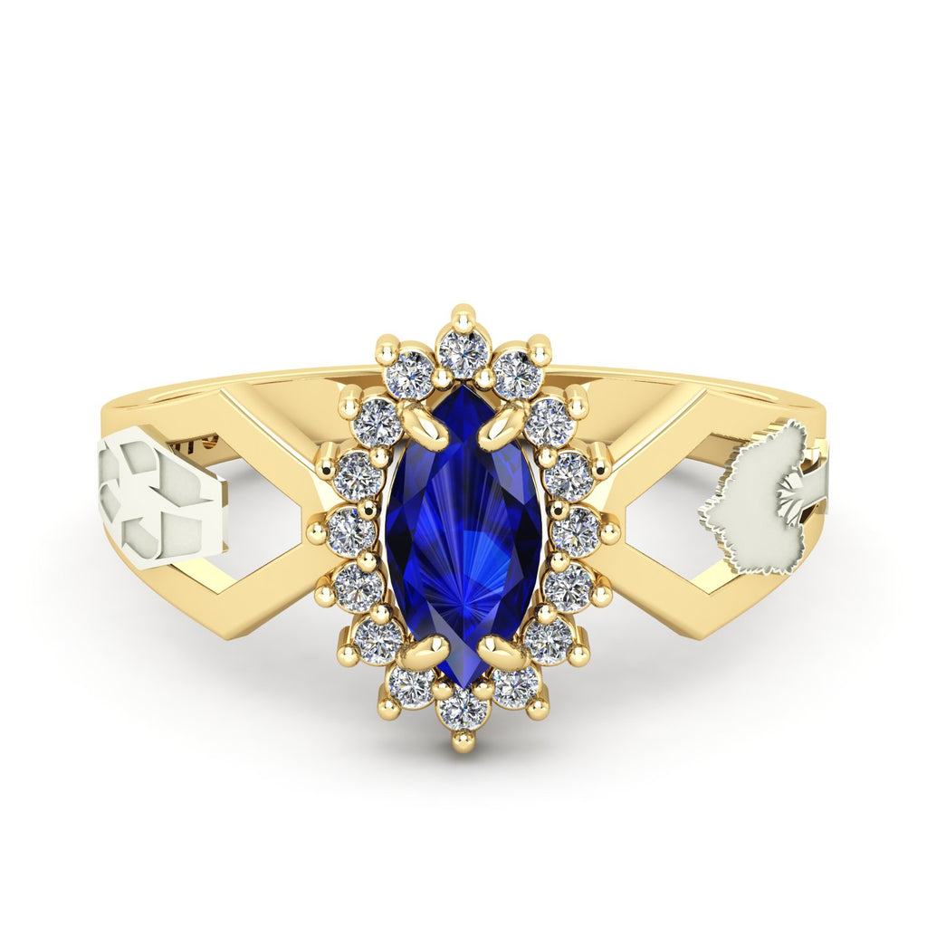 Anel de Formatura de Engenharia Ambiental Lovely V Ouro 18k
