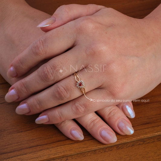 Anel de Formatura de Odontologia Lovely III Ouro 18k