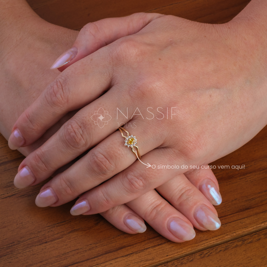 Anel de Formatura de Radiologia Lovely III Ouro 18k