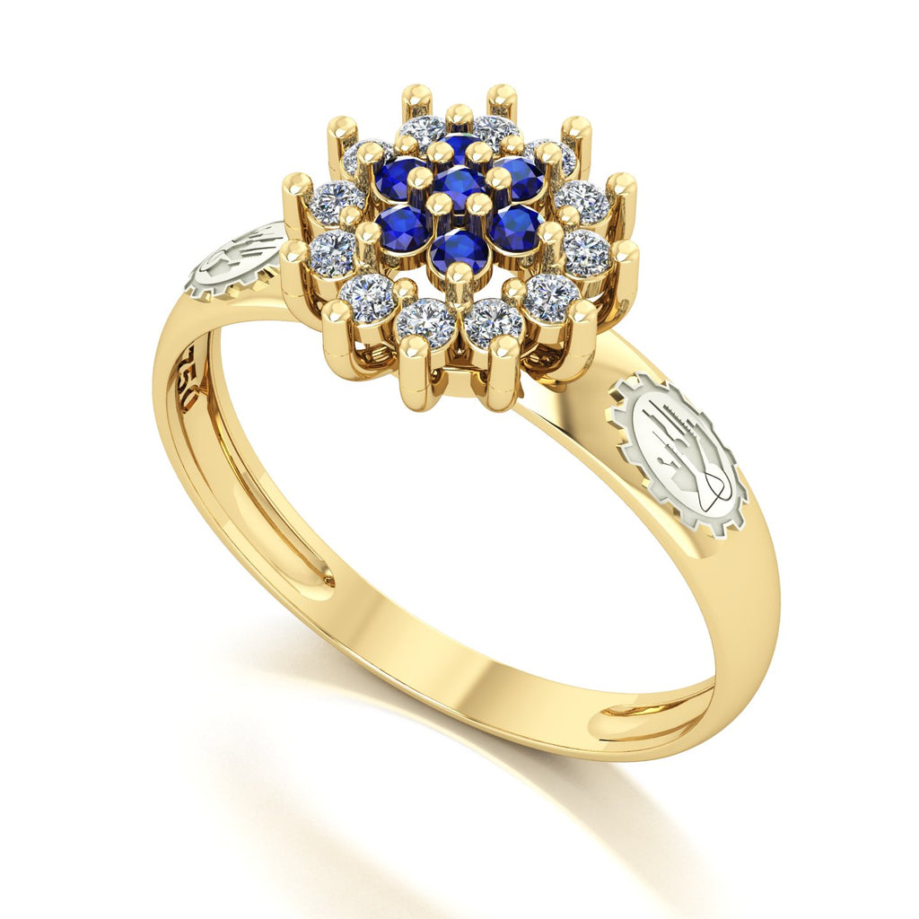 Anel de Formatura de Engenharia Química Flower Ouro 18k