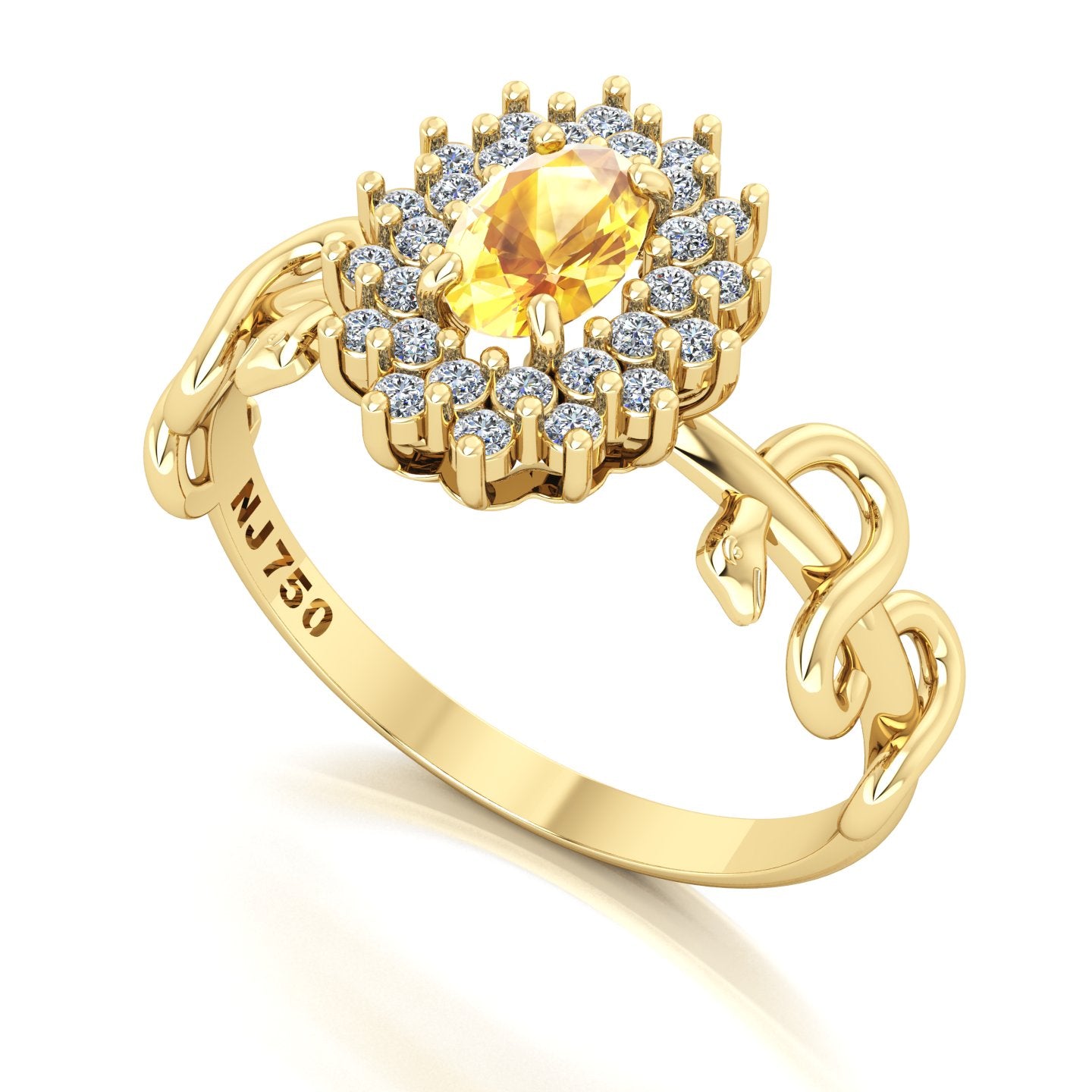 Anel de Formatura de Farmácia Bright Snakes Ouro 18k