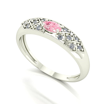 Anel Classic Turmalina Rosa e Diamantes Naturais Ouro 18k