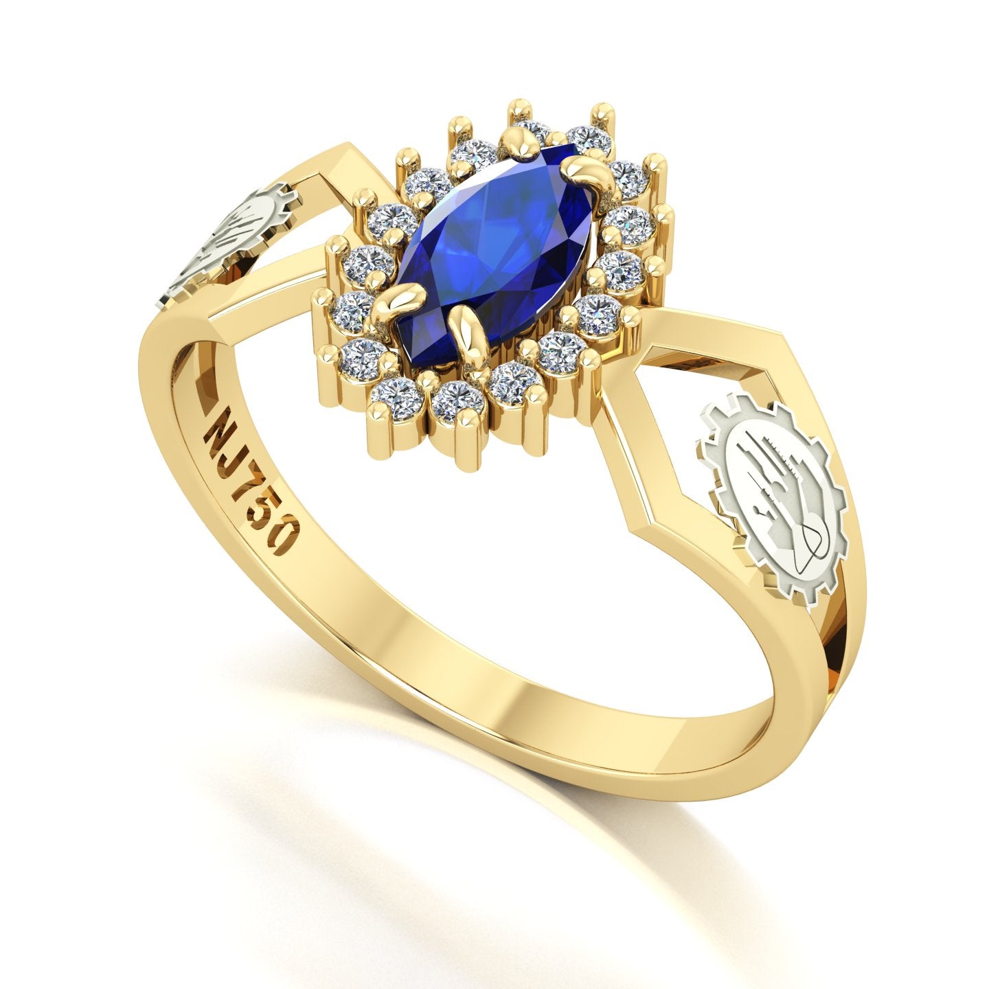 Anel de Formatura de Engenharia Química Lovely V Ouro 18k