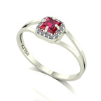 Anel Small Square Rubi e Diamantes Naturais Ouro 18k