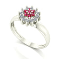 Anel Flower Rubi e Diamantes Ouro 18k