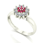 Anel Flower Rubi e Diamantes Ouro 18k