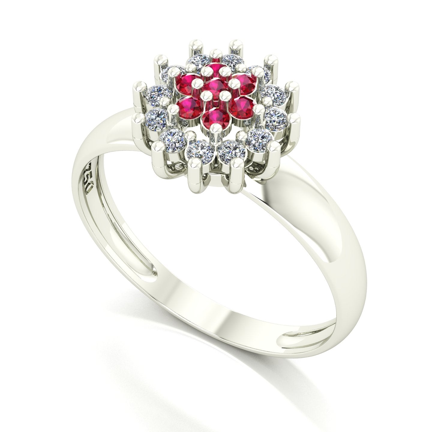 Anel Flower Rubi e Diamantes Ouro 18k