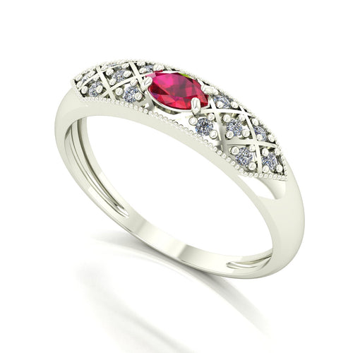 Anel Classic Rubi e Diamantes Naturais Ouro 18k