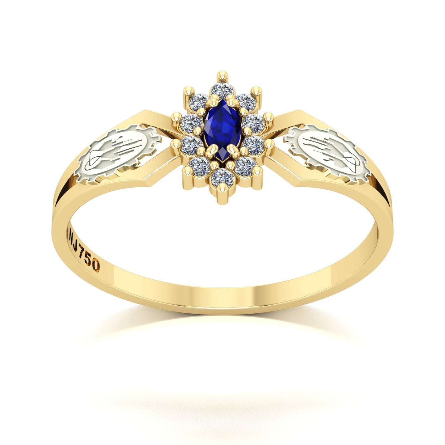 Anel de Formatura de Engenharia Química Lovely Ouro 18k