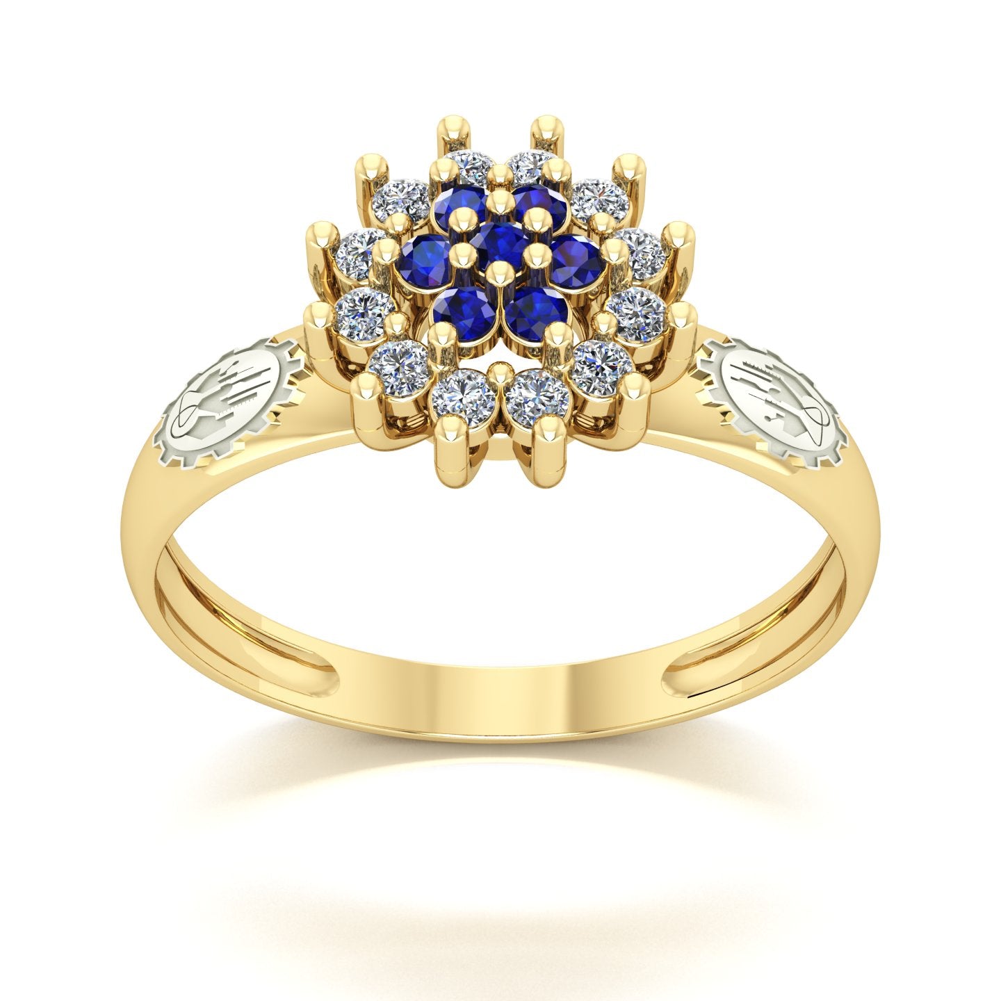 Anel de Formatura de Engenharia Química Flower Ouro 18k