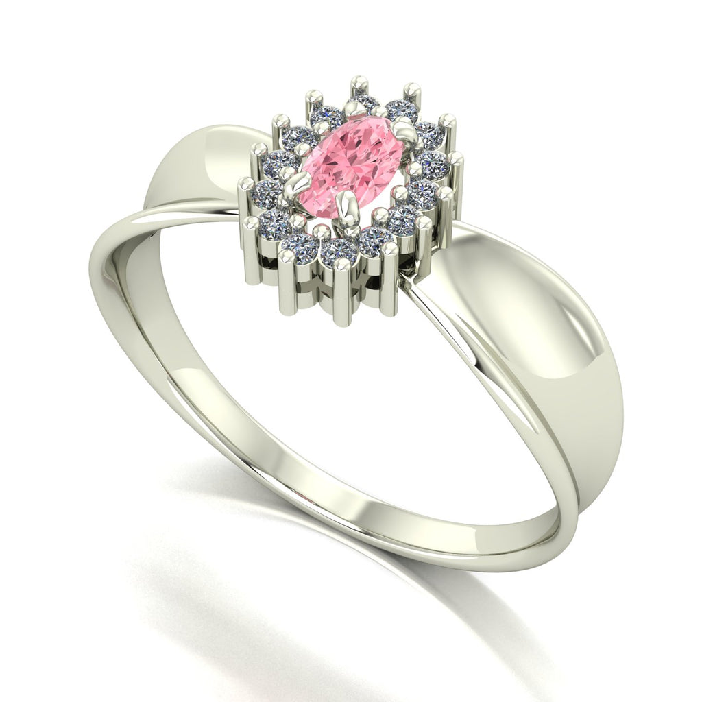 Anel Sovereign Turmalina Rosa e Diamantes Ouro 18k