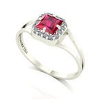 Anel Big Square Rubi e Diamantes Naturais Ouro 18k