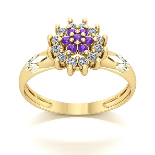 Anel de Formatura de Letras Flower Ouro 18k