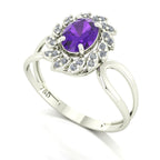 Anel Magnus Flos Ametista e Diamantes Naturais Ouro 18k