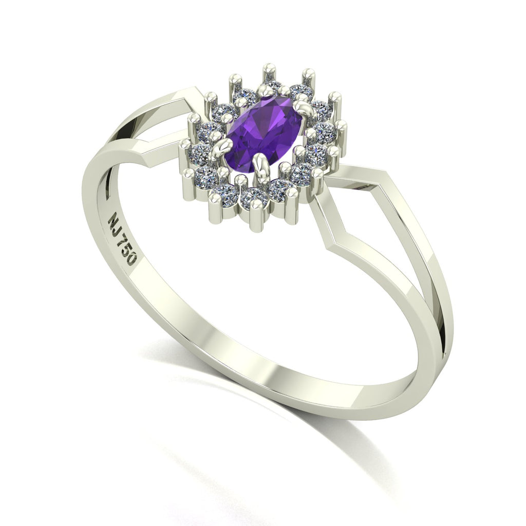Anel Lovely IV Ametista e Diamantes Ouro 18k