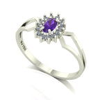 Anel Lovely IV Ametista e Diamantes Ouro 18k