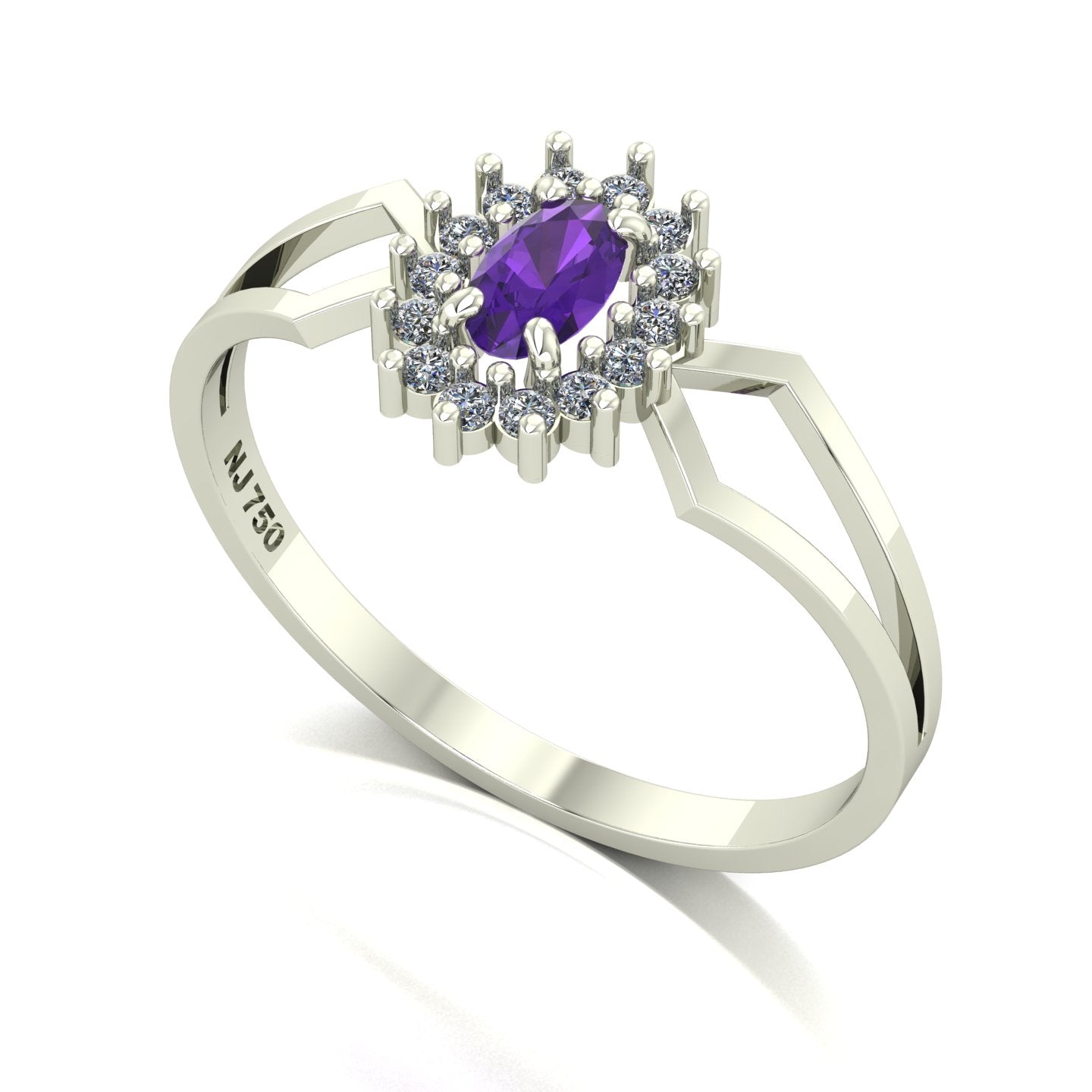 Anel Lovely IV Ametista e Diamantes Ouro 18k