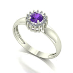 Anel Majestic Ametista e Diamantes Naturais Ouro 18k