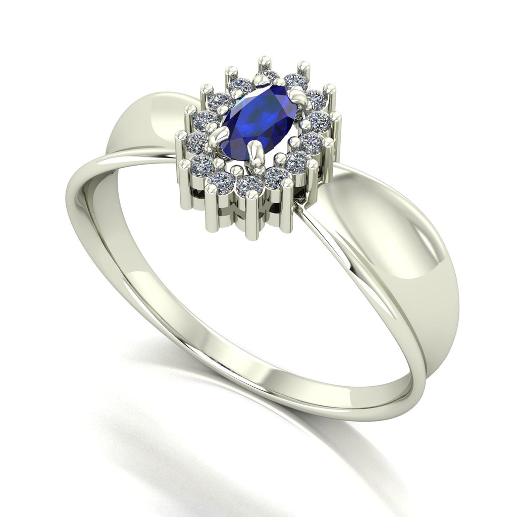 Anel Sovereign Safira e Diamantes Ouro 18k