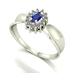 Anel Sovereign Safira e Diamantes Ouro 18k