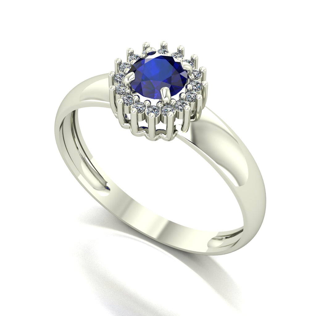Anel Majestic Safira e Diamantes Naturais Ouro 18k