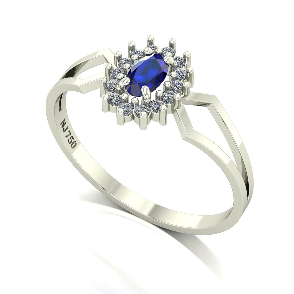 Anel Lovely IV Safira e Diamantes Ouro 18k