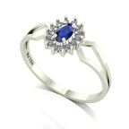 Anel Lovely IV Safira e Diamantes Ouro 18k