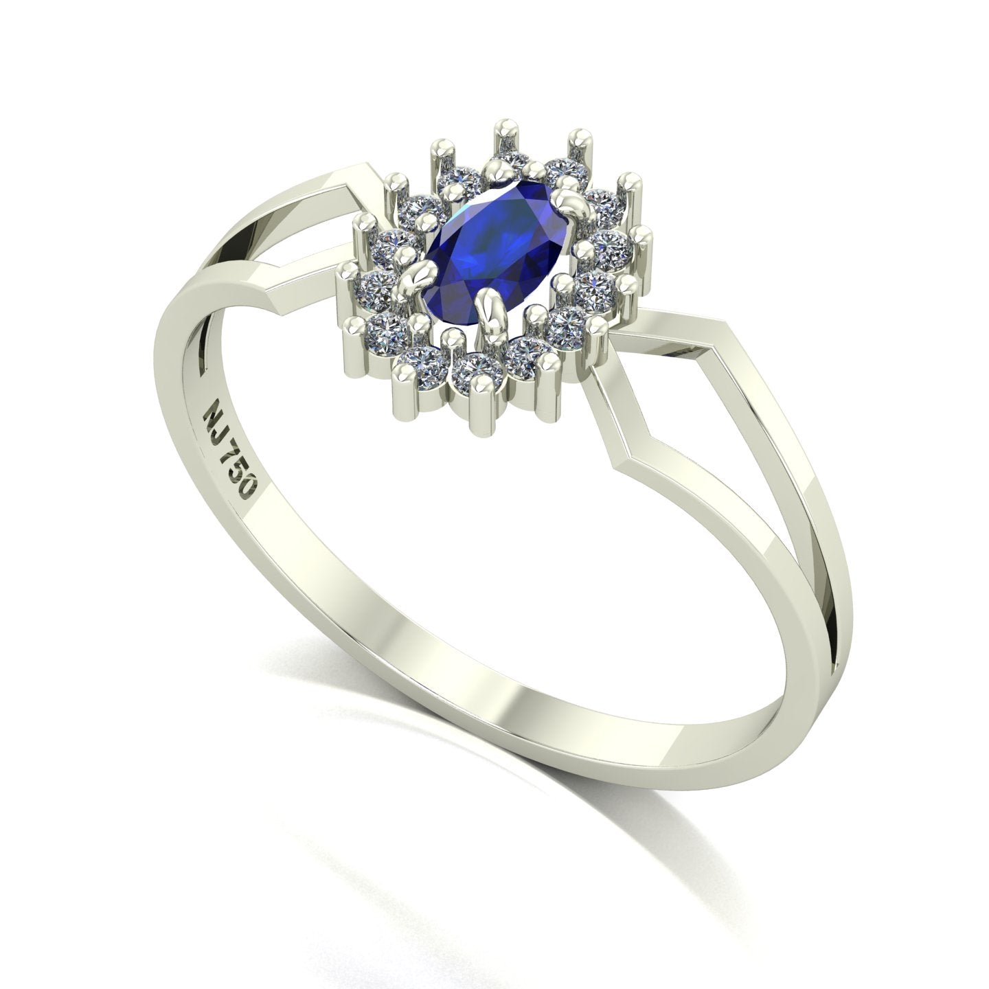 Anel Lovely IV Safira e Diamantes Ouro 18k