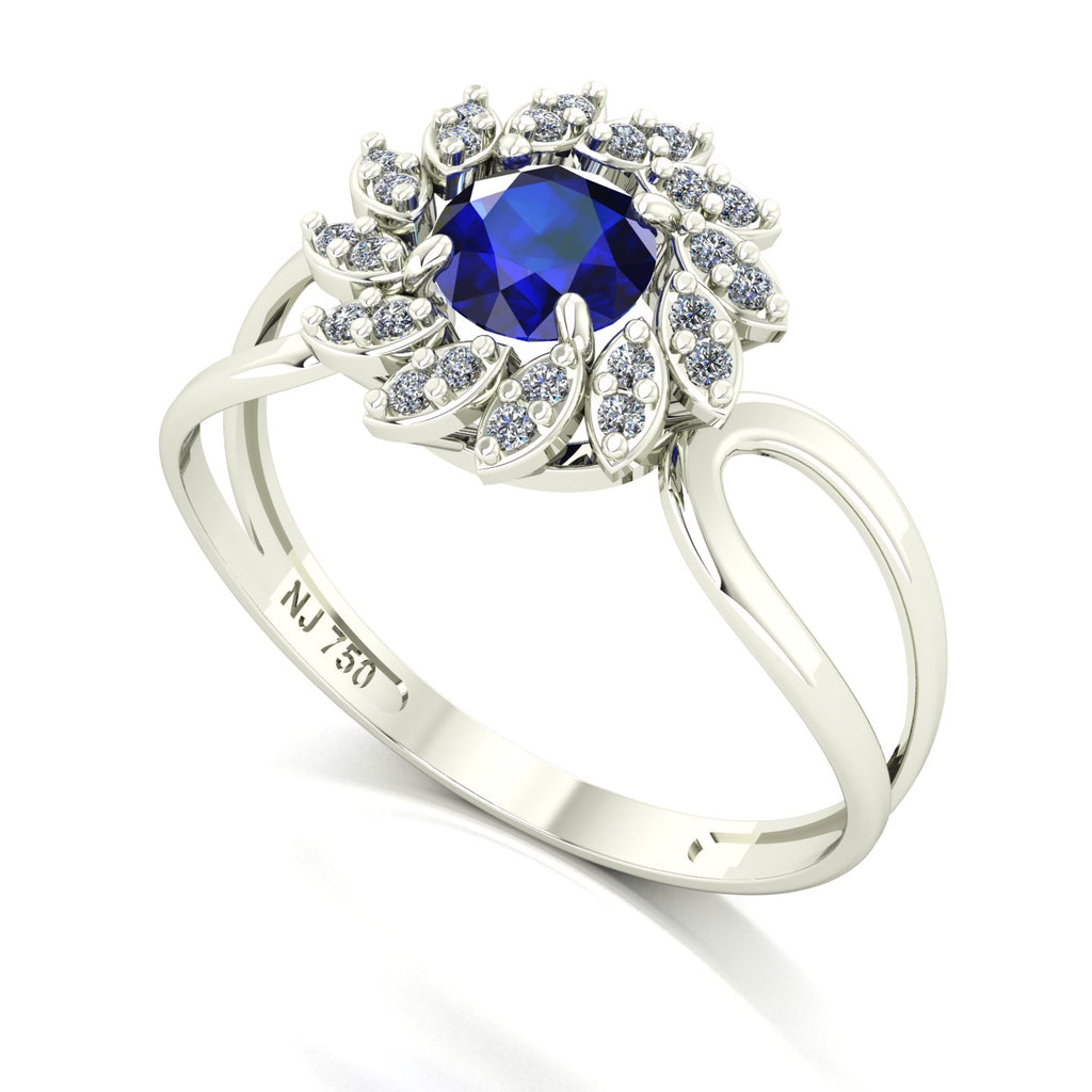 Anel Magnus Flos II Safira e Diamantes Naturais Ouro 18k