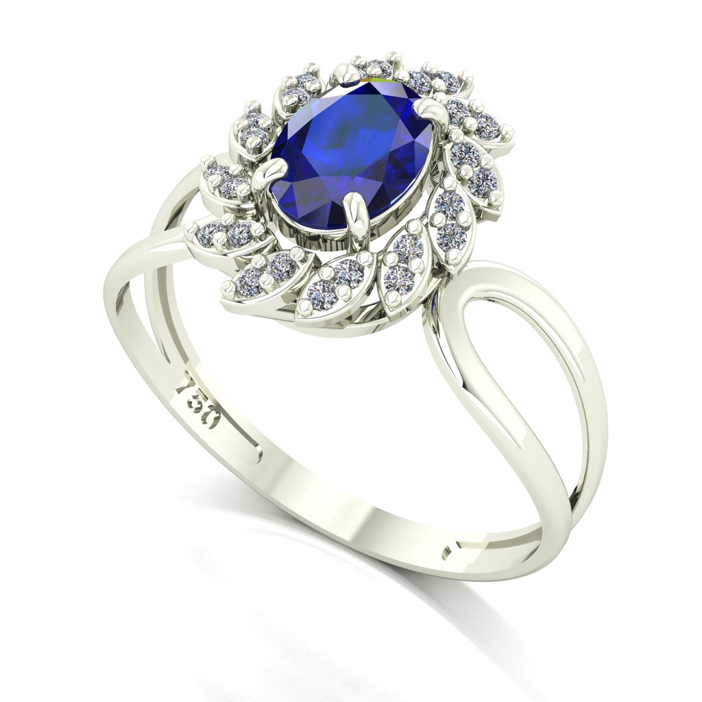 Anel Magnus Flos Safira e Diamantes Naturais Ouro 18k