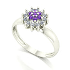 Anel Flower Ametista e Diamantes Ouro 18k