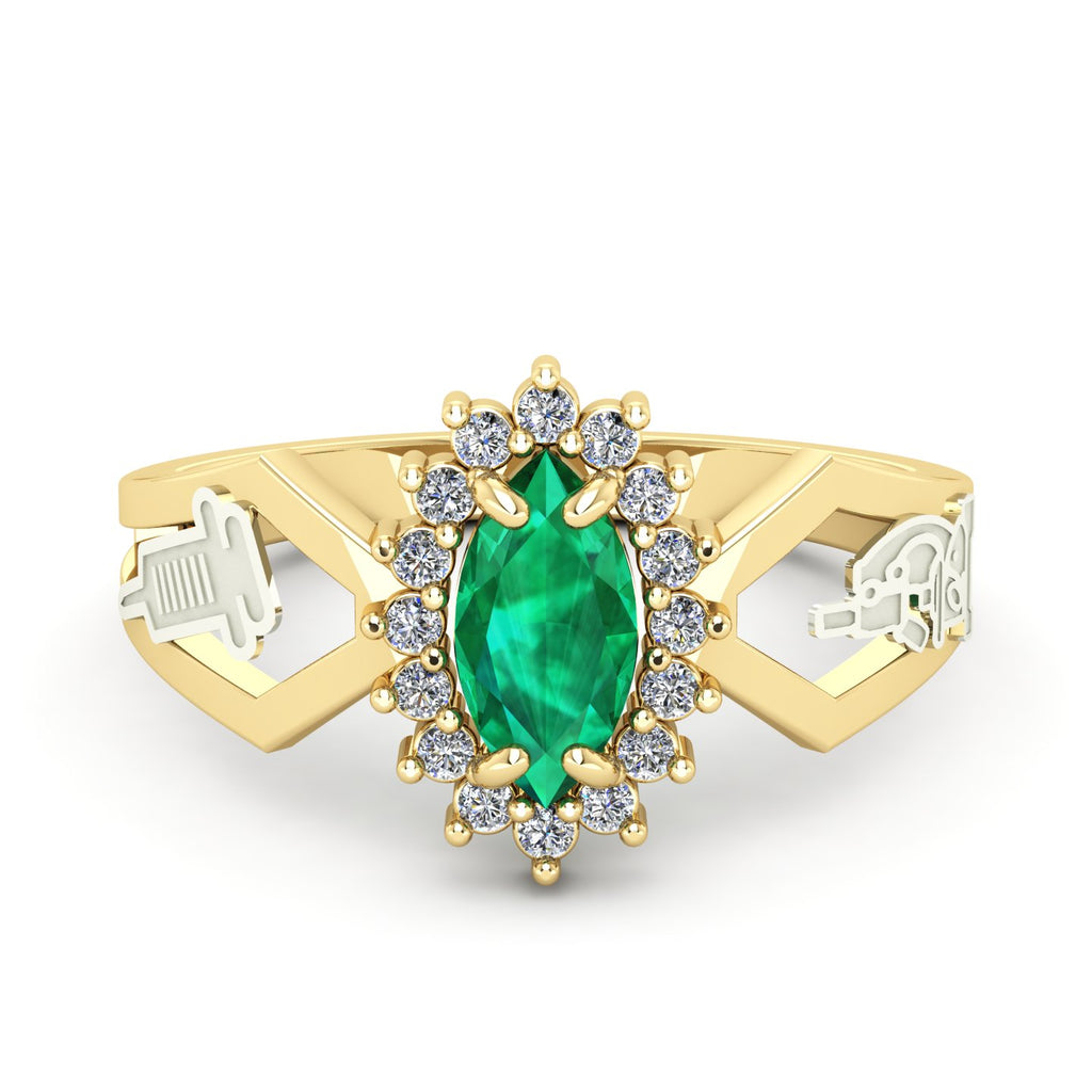 Anel de Formatura de Biomedicina Lovely V Ouro 18k