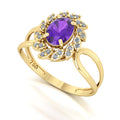 Anel Magnus Flos Ametista e Diamantes Naturais Ouro 18k