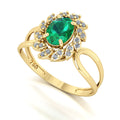 Anel Magnus Flos Esmeralda e Diamantes Naturais Ouro 18k