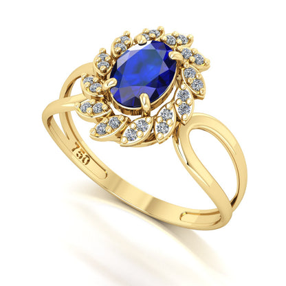 Anel Magnus Flos Safira e Diamantes Naturais Ouro 18k